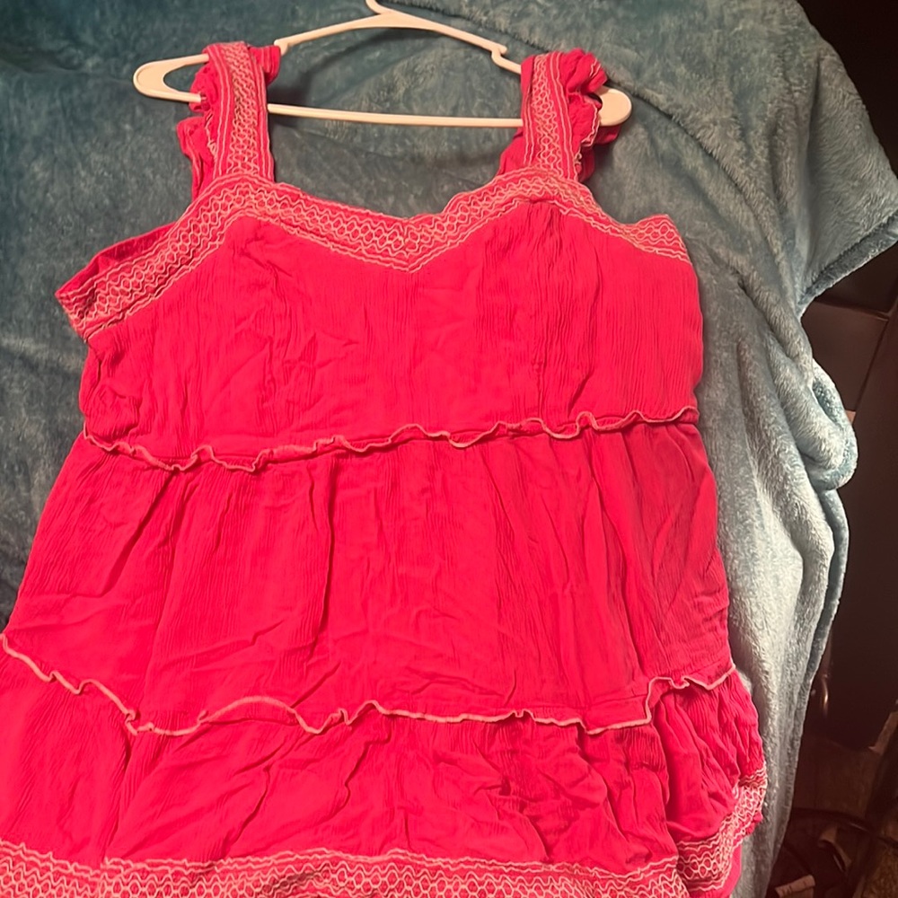 Hot pink with white detail tank top